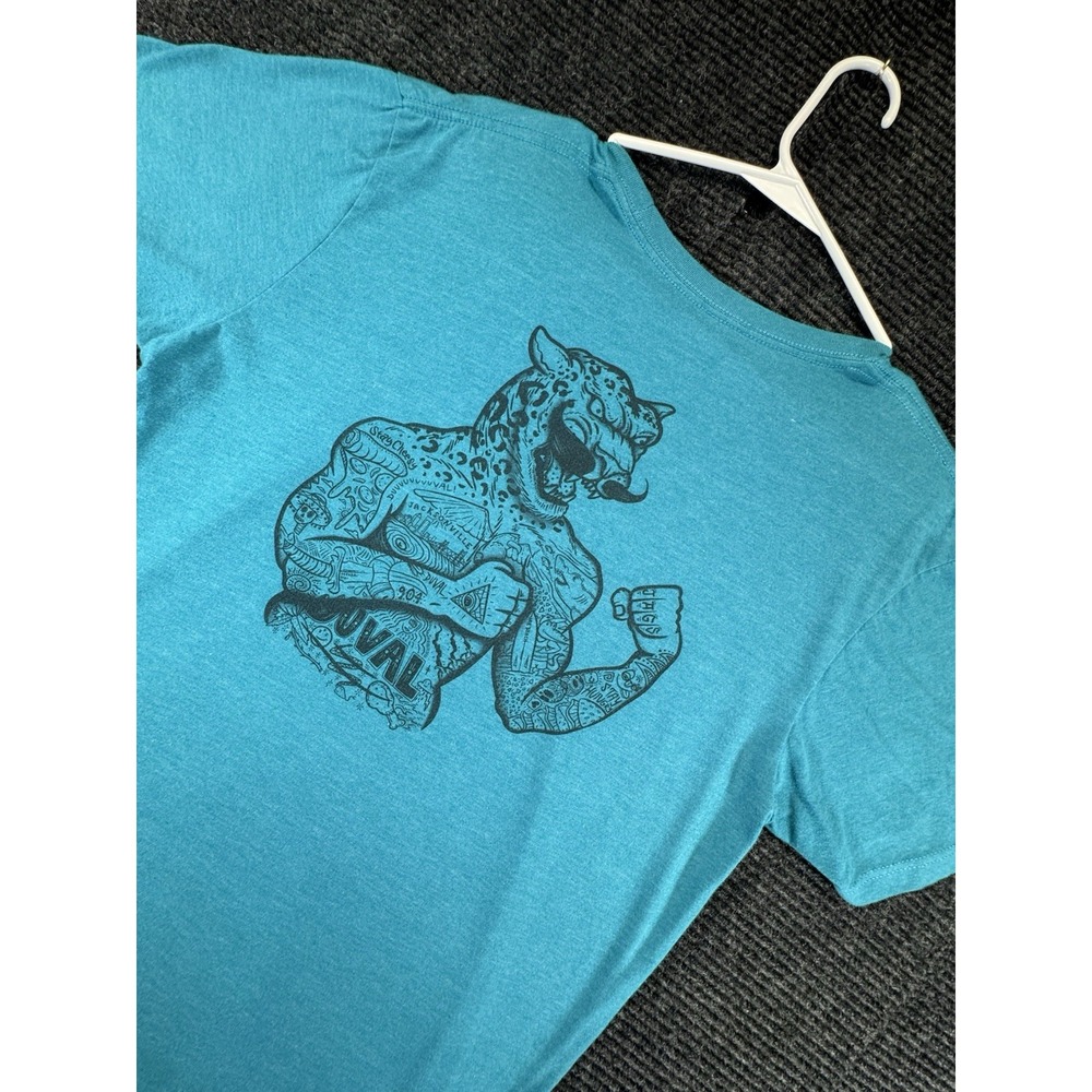 Housa Creative Duval Jaguar Graphic T-Shirt Teal Blue Heather Men's Sz L